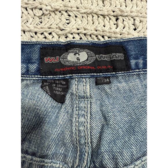 Y2K VTG Wu Wear Jeans Wide Leg Baggy Carpenter Mens 46x34 (44 x 30.5) Blue Denim - Picture 3 of 15